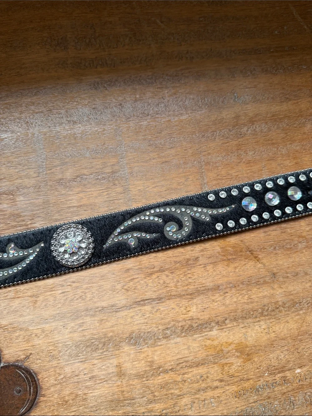 Studded Black Western Belt with Silver Buckle